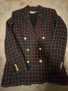 ZARA チェック柄 ダブルジャケット ゴールドボタンのサムネイル