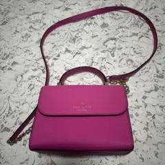 katespade スムースレザー リボンウォレットチェーンバッグ ピンク