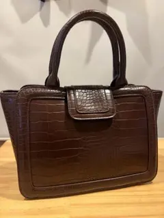 Odette e Odile ダークブラウン クロコダイル型押し ハンドバッグ