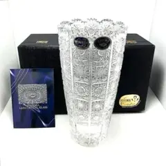 未使用 高級 ボヘミア クリスタル 花瓶 大きめ フラワーベース ハンドカット