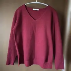 LOWRYS FARM Vネックセーター M ボルドー色
