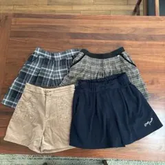 キュロット3点＋ショートパンツ 1点チェック柄・刺繍入り