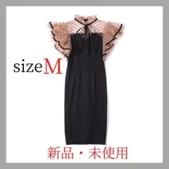 【匿名配送】黒　ドット柄　ワンピース　フリル　ワンピース　ドレス