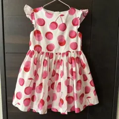 Jacadi Paris チェリー柄 ノースリーブ ワンピース 96cmのサムネイル
