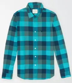 アメリカンイーグル /オックスフォードパターンシャツ/ US XL/ターコイズ