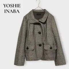 ヨシエイナバ ジャケット ショート 長袖 シルク混 M相当 ブラック 日本製のサムネイル