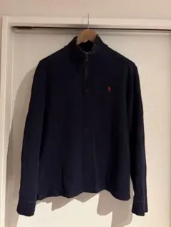 ラルフローレン90s ハーフジップスウェット　ネイビー×赤ポニー