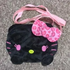 ハローキティ フリースポーチ ヒョウ柄 黒