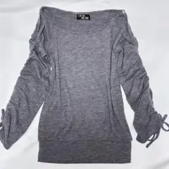 平成ギャル y2k 00s オフショルダー グレー 長袖 トップス
