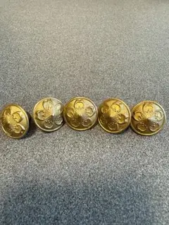 金色 花柄 ボタン 5個セット
