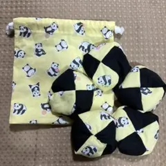 お手玉5個と収納用巾着袋　⑤ ハンドメイド