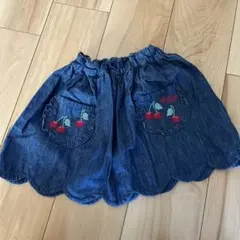 メゾピアノ　チェリー刺繍デニムスカート 110cm