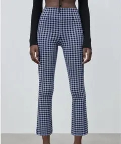 ZARA チェック柄 ギンガムチェック　フレアパンツ ストレッチ　春カラー