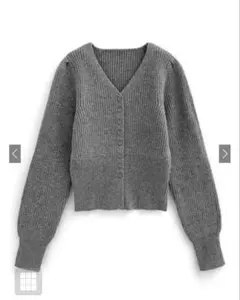 GRL Vネックリブニットカーディガン an1682 グレー