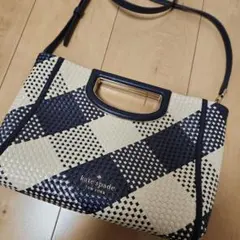 kate spade チェック柄 クラッチバッグかごバッククロスボディ
