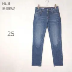 【無印良品】デニムパンツ ジーンズ スリムストレート ストレッチ ブルー 25のサムネイル