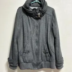 グレー フリースジャケット フード付き