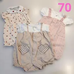 西松屋 ロンパース 3枚セット 70 半袖 女の子