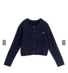 GRL ケーブル編みロゴ刺繍麻タッチニットカーディガン an1488