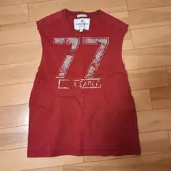 アバクロ 赤 ノースリーブ Tシャツ L