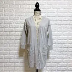 クイーンズコート ビジュー刺繍ロングカーディガン グレー M