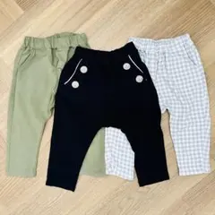 GUベビー10分丈サマナルパンツ（マリン・カーキ・ギンガムチェック）90cm３着