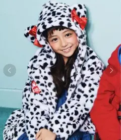 美品　アナップキッズ　ダルメシアン柄　ファーコート　リボン　ねこ耳　100