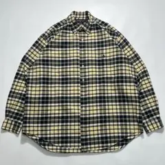 90s〜 ラルフローレン ビッグシャツ L クリーム色ベース チェック8002B