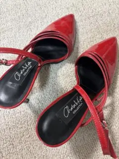 ☆未使用品☆ Charles&Keith パンプス 赤 ストラップ ソール補強済のサムネイル