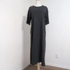 7-IDconcept ロングワンピ 黒系 カットソー ゆるシルエット 楽ちんのサムネイル