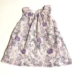 プティマイン 90 花柄総柄 女児ワンピース ボタニカル リバティ風