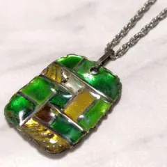 七宝焼　ペンダント　ネックレス　アクセサリー　ジュエリー　グリーン