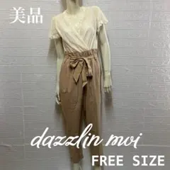 美品 dazzlin moi レース切り替えオールインワン Fサイズ　ベージュのサムネイル