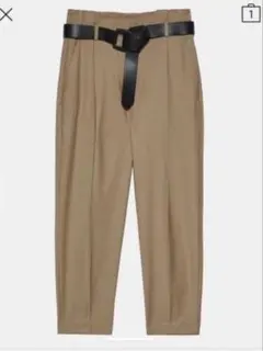 ZARA/ ベルト付きタック入りパンツ M