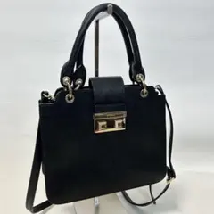 フルラ ベラ サッチェル 2WAY レザーショルダーバッグ　ブラック