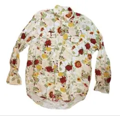 90s Karl Helmut 長袖シャツ バラ総柄　レーヨンシャツ　サイズF