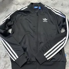 adidas ブラック ジャージジャケット UK S