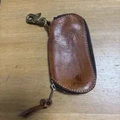 本革 ブラウン キーケース ジッパー式
