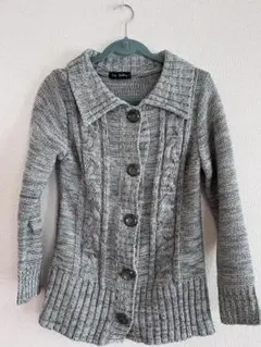 グレー ケーブルニット カーディガン 長袖