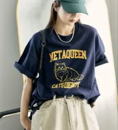 PUBLUX フロッキーcatTシャツ　S ネイビーのサムネイル