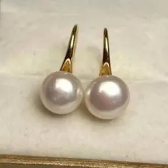 天然真珠ピアス　k18GP アレルギー対策　9.5-9mm ホワイトab1