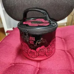 A5539 【最終価格】ANNA SUI バラ模様 円形化粧ポーチ