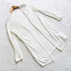 美品 ユニクロ【M】白 リブ編み カーディガン 薄手 春夏
