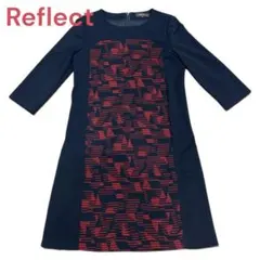 【美品】Reflect リフレクト 幾何学柄 ワンピース ネイビーレッド M相当