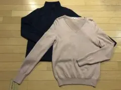 ■ユニクロ■カシミア100％Vネックセーター+フリースジャケット◎2枚セット♪