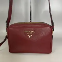 Prada 極美品 ヴィッテロ レザー Wジップ ショルダーバッグ プラダ