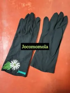 Jocomomola 手袋 花柄刺繍 ブラック