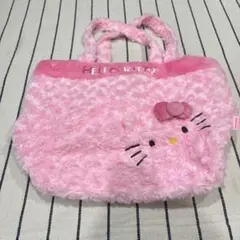 ハローキティ ふわふわ トートバッグ フェイス ピンク ファー ボア