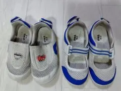 IFME 上履き ホワイト/ブルー サイズ違い2足セット