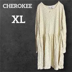 美品✨CHEROKEE 【XL】花柄ワンピース 黄色 コットン100% ワッフル